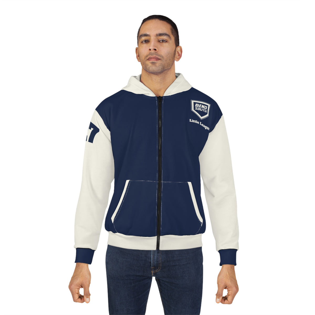 BSLL Legacy Varsity Hoodie | Navy and Cream Zip Hoodie