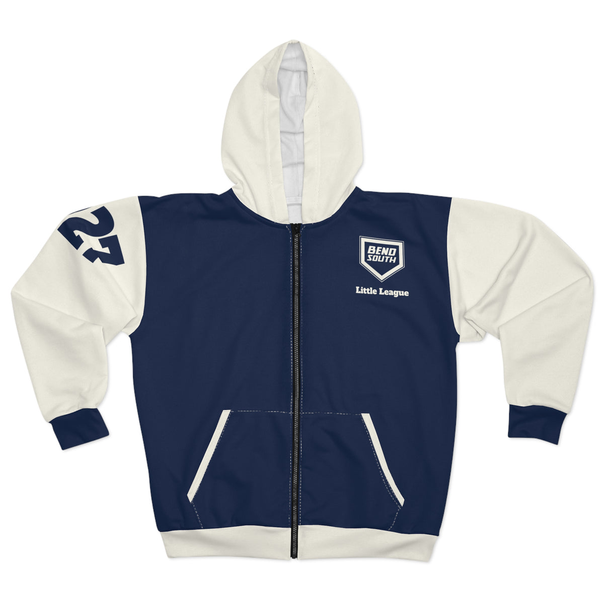 BSLL Legacy Varsity Hoodie | Navy and Cream Zip Hoodie