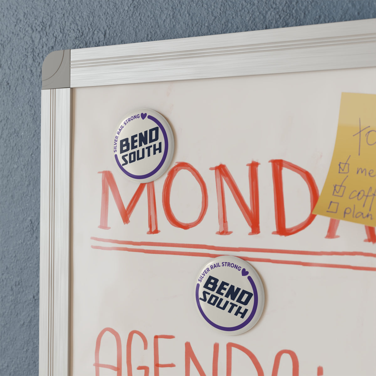 Bend South Round Magnet — "Silver Rail Strong" Support Button Magnet