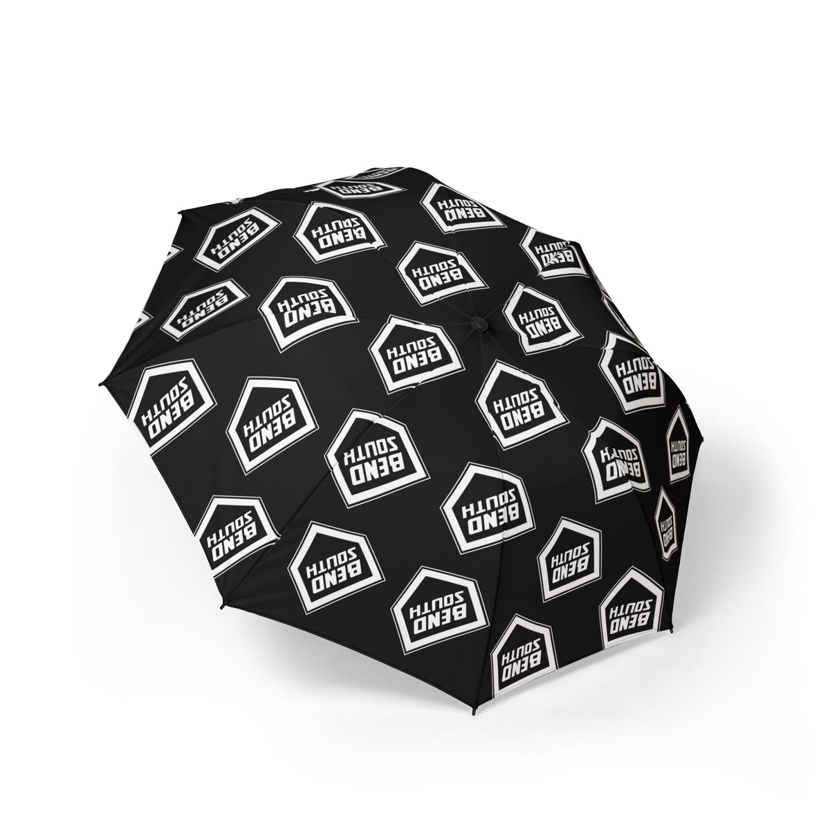 Semi-Automatic Foldable Umbrella with Black-and-White Retro Logo Pattern